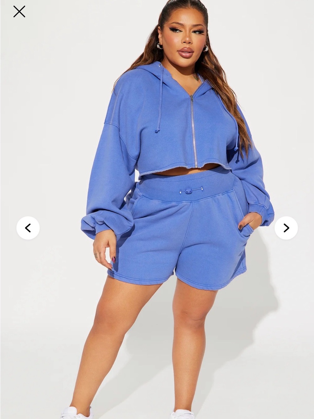 Fashion Nova On Go cropped Zip-Up Hoodie & High-Waist Shorts Set - Picture 4 of 6
